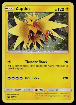 Pokemon Card - Zapdos - SM145 Sun & Moon Promo SM145 Holo Promo - Image 1