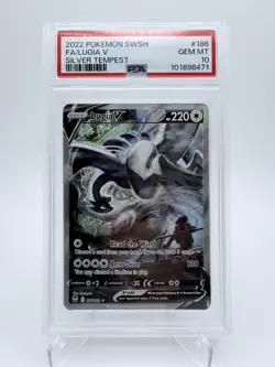 2022 POKEMON SWORD & SHIELD SILVER TEMPEST #186 FULL ART/LUGIA V PSA 10 - Image 1