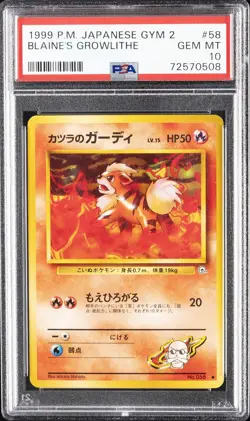 1999 POKEMON JPN GYM 2 #58 BLAINE'S GROWLITHE PSA 10 - Image 1
