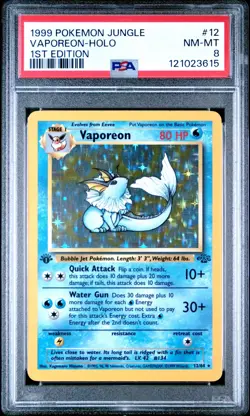 Vaporeon (12) Jungle 1st Edition #12 (1999) Holo PSA 8 Pokemon - Image 1