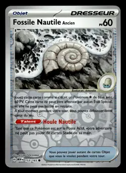 Carte Pokemon FOSSILE NAUTILE 153/165 REVERSE EV3.5 MEW 151 FR - Image 1