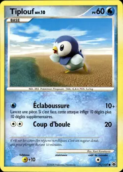 Carte Pokemon Tiplouf 71/100 Commune DP Aube Majestueuse TBE - Image 1