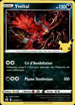 Carte Pokemon YVELTAL 019/025 Holo Celebrations 25ans FR Near Mint - Image 1