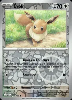 Carte Pokemon REVERSE Evoli 133/165 MEW Ecarlate Violet Pokemon 151 FR NEUF - Image 1