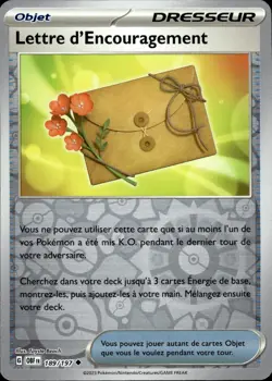 Carte Pokemon Lettre Encouragement 189/197 Reverse EV3 Flammes Obsidiennes NEUF - Image 1