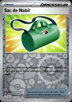 Carte Pokemon REVERSE Sac de Nabil 147/159 JTG Aventures Ensemble FR NEUF - Image 1