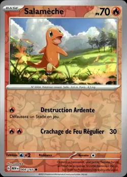 Carte Pokemon SALAMECHE 004/165 REVERSE EV3.5 MEW 151 FR NEUF - Image 1