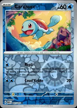 Carte Pokemon REVERSE Carapuce 007/165 MEW Ecarlate Violet Pokemon 151 FR NEUF - Image 1