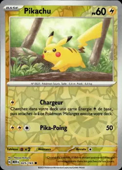 Carte Pokemon REVERSE Pikachu 025/165 MEW Ecarlate Violet Pokemon 151 FR NEUF - Image 1