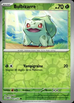 Carte Pokemon REVERSE Bulbizarre 001/165 MEW Ecarlate Violet Pokemon 151 FR NEUF - Image 1
