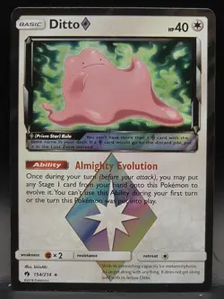 Pokemon Ditto Prism Star Sun and Moon Lost Thunder 154/214 NM - Image 1
