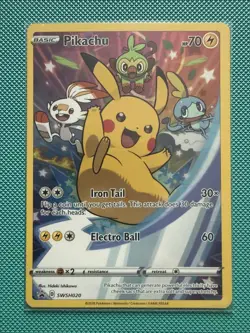 Pokemon Pikachu TCG SWSH020 Black Star Promo Holo Card Near Mint Condition - Image 1