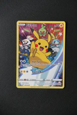 Pokemon TCG Pikachu SWSH020 Holo Black Star Promo Card 2020 - Image 1