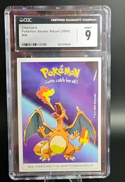 2000 Charizard Pokemon Sticker Cards Dunkin Boomer #6 CGC 9, Low Pop 2!! - Image 1