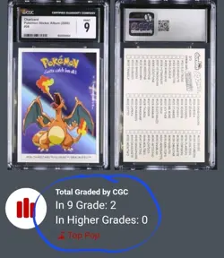 2000 Charizard Pokemon Sticker Cards Dunkin Boomer #6 CGC 9, Low Pop 2!! - Image 3