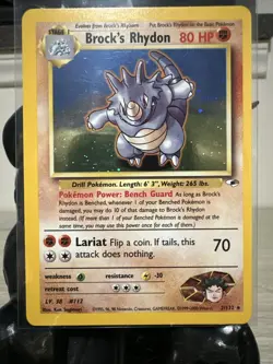 Pokemon TCG Brock's Rhydon Gym Heroes Holo Card 2/132 - Image 1