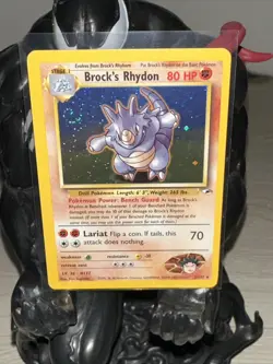 Pokemon TCG Brock's Rhydon Gym Heroes Holo Card 2/132 - Image 2