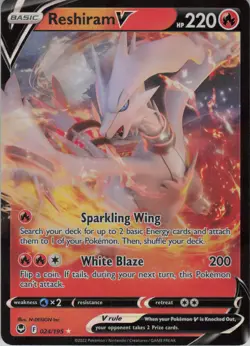 Reshiram V 024/195 Holo V Rare Silver Tempest Pokemon Near Mint - Image 1