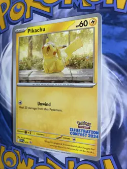 Pikachu - 214 2024 Pokemon Illustration Contest Promo Card Stamped NM - Image 3