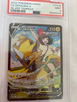 PSA 9 Mint 2022 Pokemon Full Art Zeraora V TG16 - Silver Tempest Trainer Gallery - Image 1
