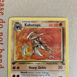Pokemon 1999 WOTC 1st Edition Fossil Non-Holo Rare Kabutops 24/62 - MP - Image 3