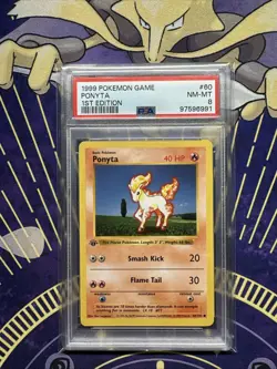 Pokemon Base Set 1st Edition Shadowless Ponyta 60/102 - PSA 8! PK869 - Image 1