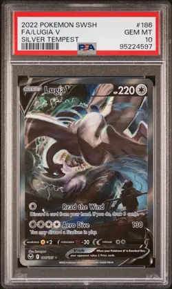 2022 POKEMON SWORD & SHIELD SILVER TEMPEST #186 FULL ART/LUGIA V PSA 10 - Image 1