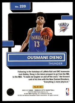 2022-23 Donruss Optic Rated Rookie Ousmane Dieng Auto Oklahoma City Thunder #220 - Image 2
