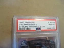 2023 BOWMAN CHROME LAZARO MONTES #CPALM 1ST PROSPECT AUTO PSA 10 GEM MINT M'S - Image 2