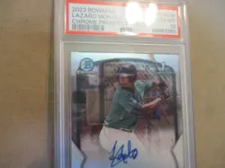 2023 BOWMAN CHROME LAZARO MONTES #CPALM 1ST PROSPECT AUTO PSA 10 GEM MINT M'S - Image 5