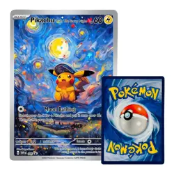 Pokemon Pikachu Starry Night Van Gogh Beautiful Moon ACG Star Trading Card New - Image 1