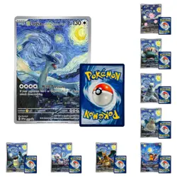 Pokemon Pikachu Starry Night Van Gogh Beautiful Moon ACG Star Trading Card New - Image 4