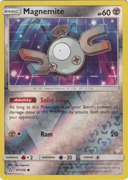 Pokemon - Magnemite - 81/156 - Common - Reverse Holo - Sun and Moon Ultra Prism - Image 1
