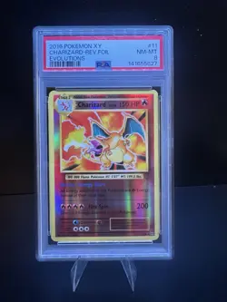 2016 POKEMON XY EVOLUTIONS CHARIZARD REVERSE HOLO HOLO RARE #11/108 PSA 8 - Image 1