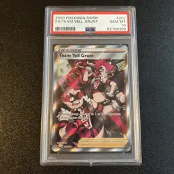 Pokemon Team Yell Grunt Full Art Trainer Sword & Shield Base Set PSA 10 202/202 - Image 1