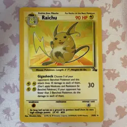 Pokemon Raichu 14/62 Fossil Unlimited Holo Rare 90 HP English Arita - Image 1