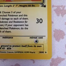 Pokemon Raichu 14/62 Fossil Unlimited Holo Rare 90 HP English Arita - Image 5