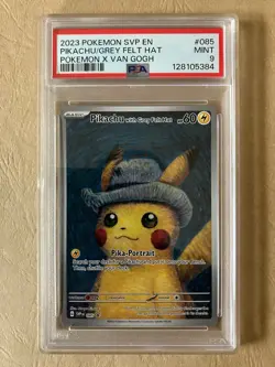 PSA 9 MINT 2023 Pokemon x Van Gogh Pikachu with Grey Felt Hat #085 Promo - Image 1