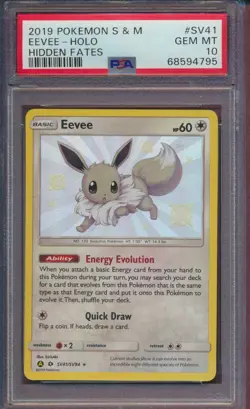 2019 Pokemon Sun & Moon Hidden Fates #SV41 Eevee-Holo Hidden Fates PSA 10 - Image 1