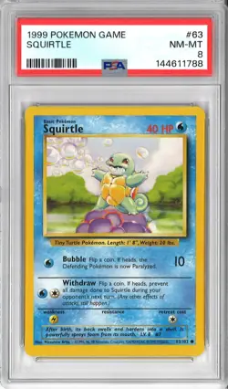1999 Pokemon Base Set #63/102 Squirtle Shadow PSA 8 - Image 1