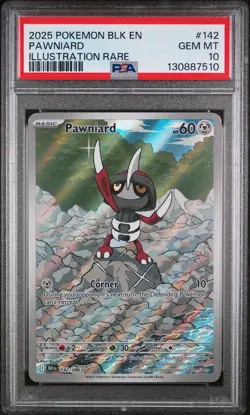 Pawniard Illustration Rare Pokemon Blk En-Black Bolt 142/086 PSA 10 - Image 1