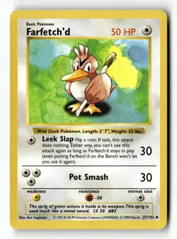 Pokemon Card Farfetch'd LP Base Set (Shadowless) Uncommon 027/102 - Image 1