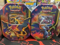Pokemon TCG Mega Evolution Mega Charizard X ex and Y ex Promo 2 Tin Set - Sealed - Image 1