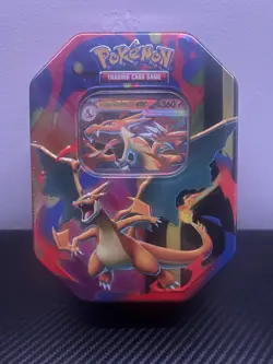 Pokemon TCG Mega Charizard Y EX Tin Sealed XY – 4 Booster Packs + Promo Card - Image 1