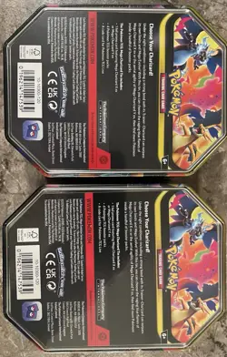 Pokemon TCG Mega Evolution Mega Charizard X ex and Y ex Promo 2 Tin Set - Sealed - Image 2