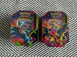 Pokemon TCG Mega Charizard X & Y Mega Evolution Tin Set - 2 Tins -New & Sealed - Image 1