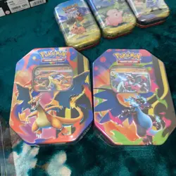 Pokemon TCG: Mega Charizard ex Tin x 2 (One of each X + Y) - Sealed - In Hand - Image 1