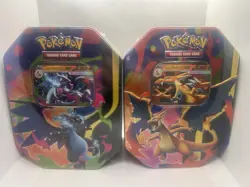 Pokemon TCG: Pair of Mega Charizard ex Tin (One of each X + Y) -New and Sealed - Image 1