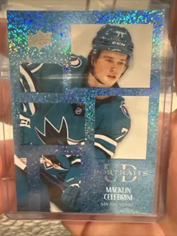 2024-25 Upper Deck Series 2 UD Portraits Speckled Macklin Celebrini Rookie #P37 - Image 1