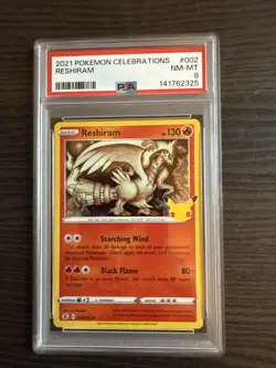 Reshiram 002/025 Holo 2021 Pokemon Celebrations PSA 8 NM-MT - Image 1